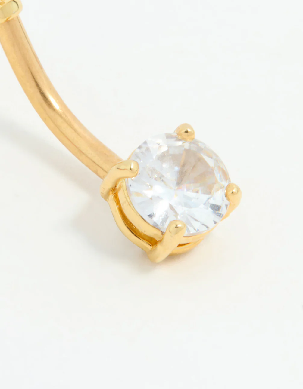 Gold Plated Surgical Steel Cubic Zirconia Mini & Medium Belly Bar - Image 2