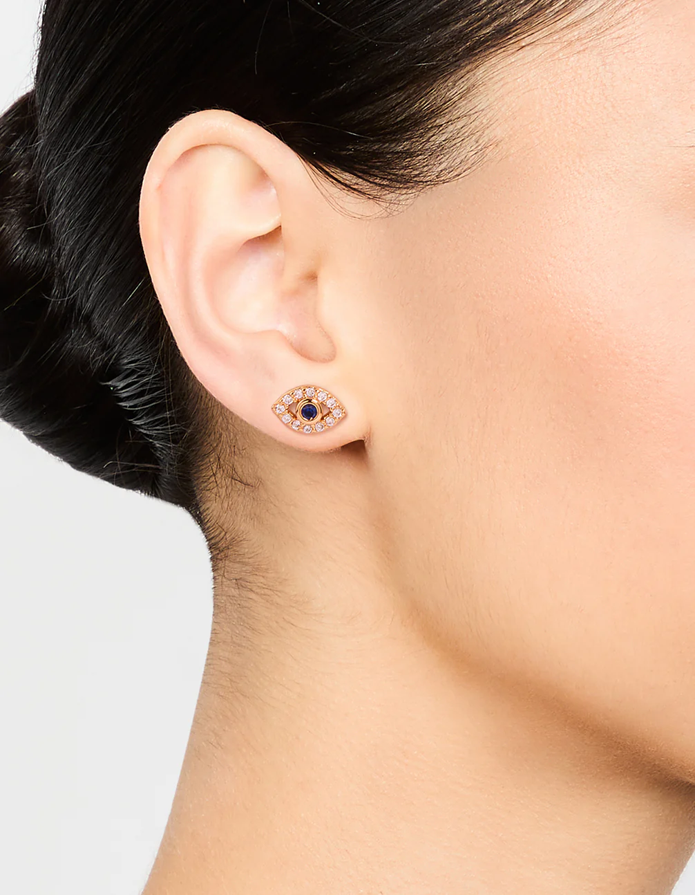Gold Plated Surgical Steel Evil Eye Flat Back Studs Pair - Image 2