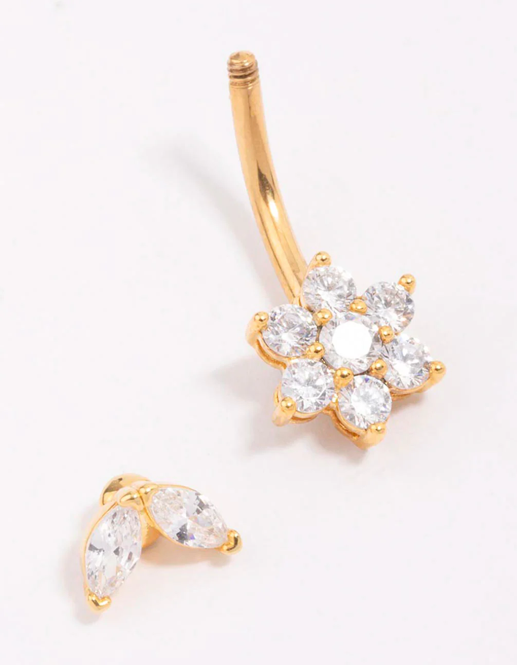Gold Plated Surgical Steel Flower Leaf Belly Piercing - Image 2