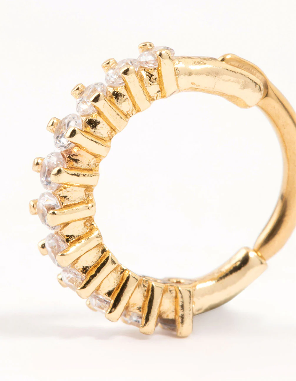Gold Plated Surgical Steel Half Set Cubic Zirconia Clicker Ring - Image 2