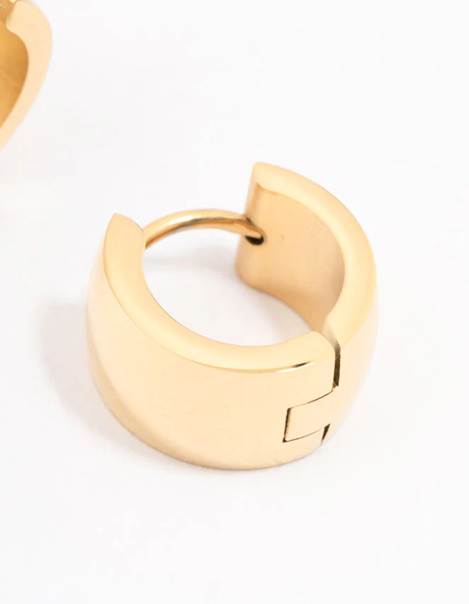 Waterproof Gold Plated Stainless Steel Huggie Hoop Earrings - Image 3