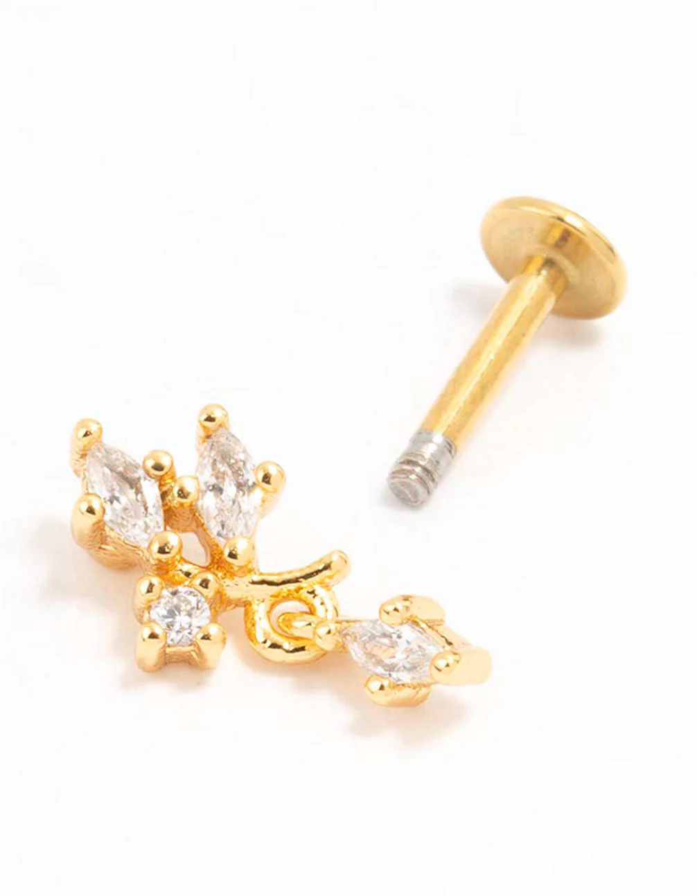 Gold Plated Surgical Steel Marquise Cluster Drop Flat Back - Image 2