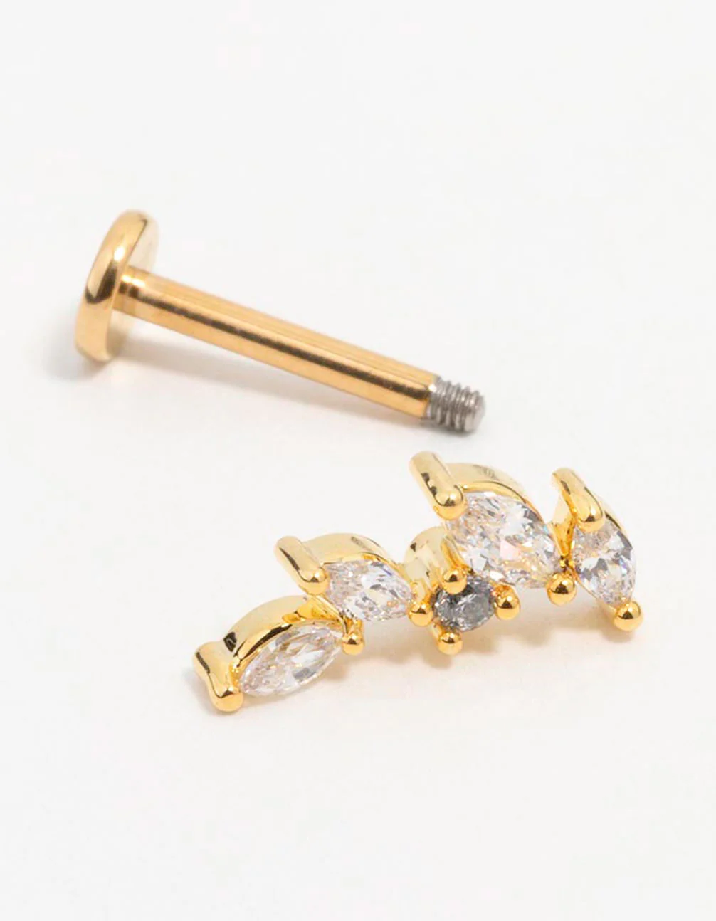 Gold Plated Surgical Steel Marquise Crawler Flat Back Earring - Image 2