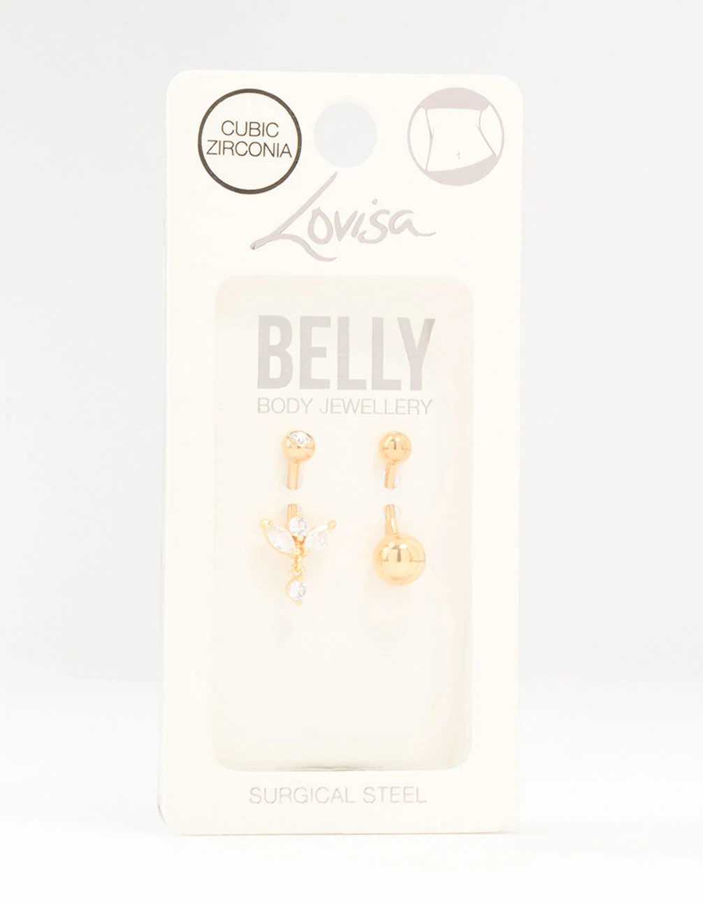 Gold Plated Surgical Steel Marquise Drop Belly Bars 2-Pack - Image 3