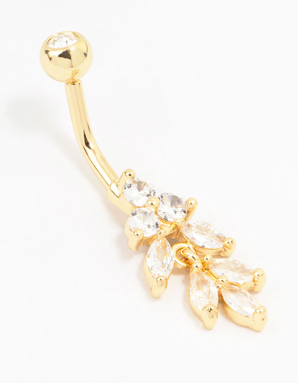 Gold Plated Surgical Steel Marquise Drop Threadless Belly Bar
