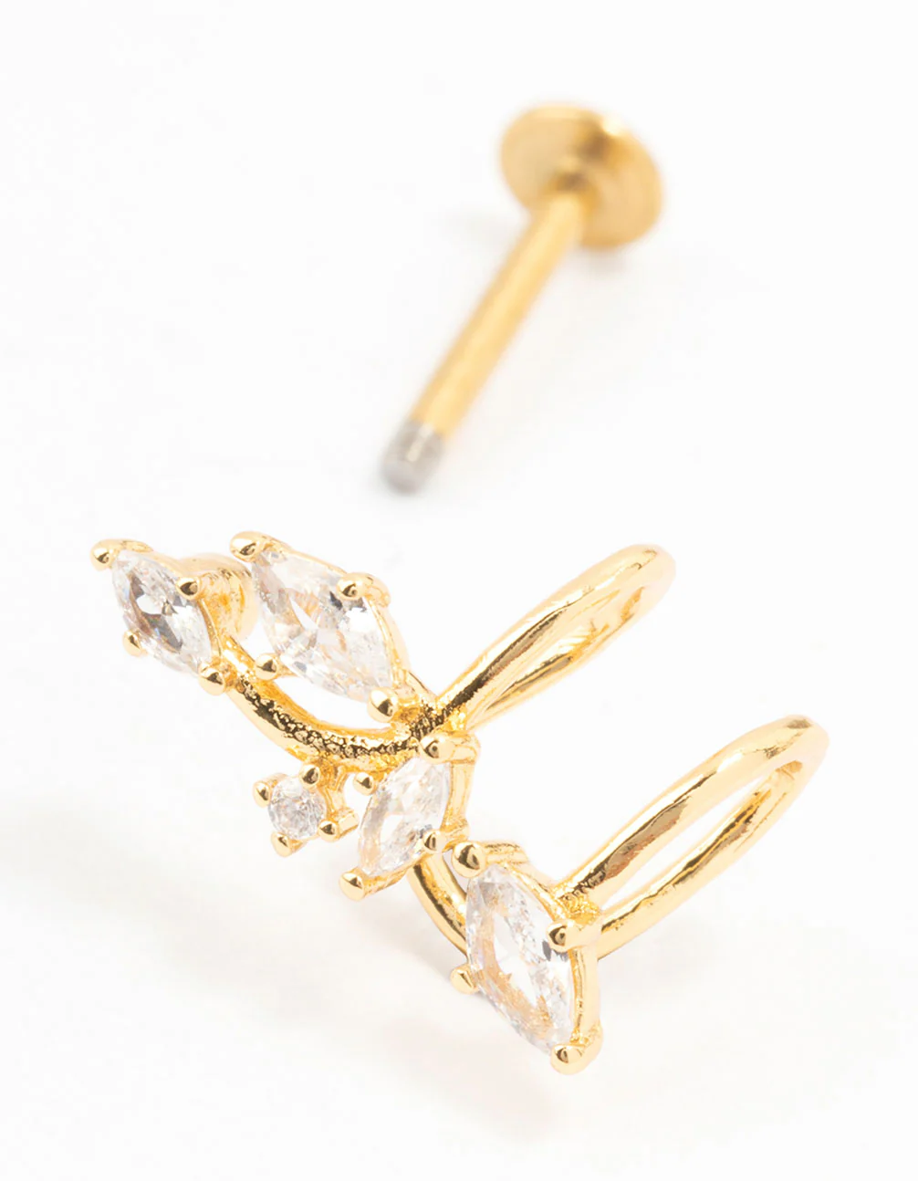Gold Plated Surgical Steel Marquise Round Flat Back - Image 2