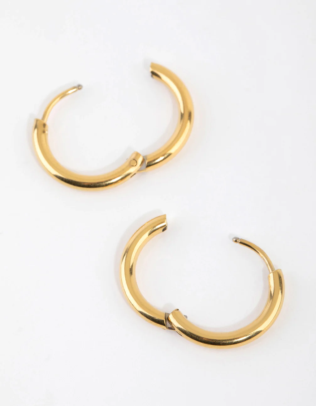 Gold Plated Surgical Steel Medium Huggie Hoop Earrings - Image 2