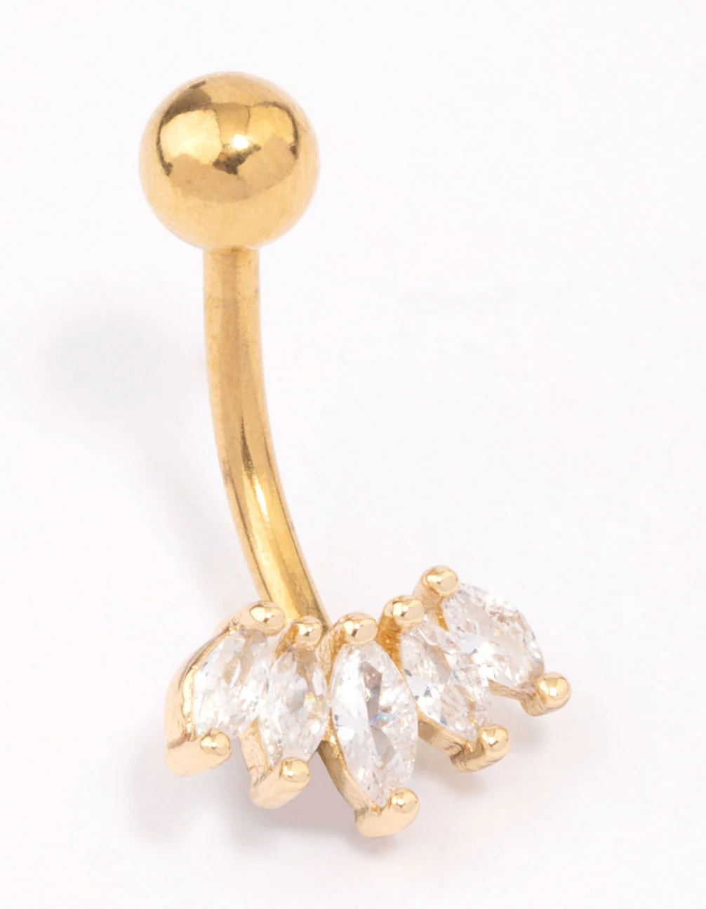 Gold Plated Surgical Steel Mini Marquise Fan Belly Ring - Image 2