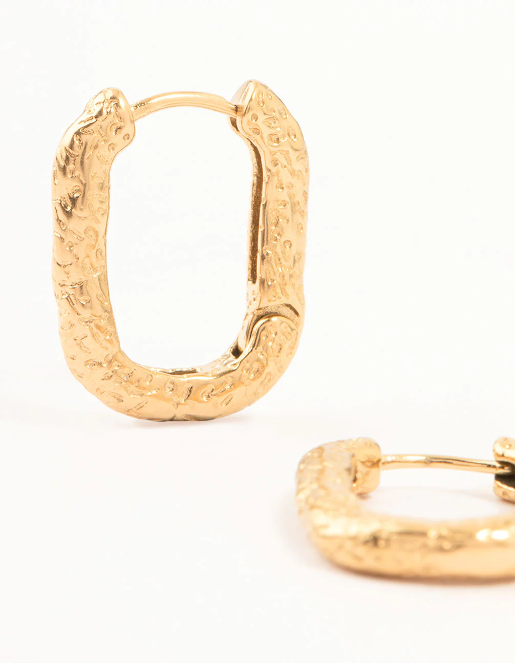 Gold Plated Surgical Steel Organic Square Oval Hoop Earrings - Image 2
