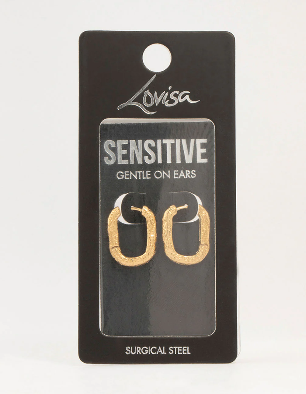 Gold Plated Surgical Steel Organic Square Oval Hoop Earrings - Image 3