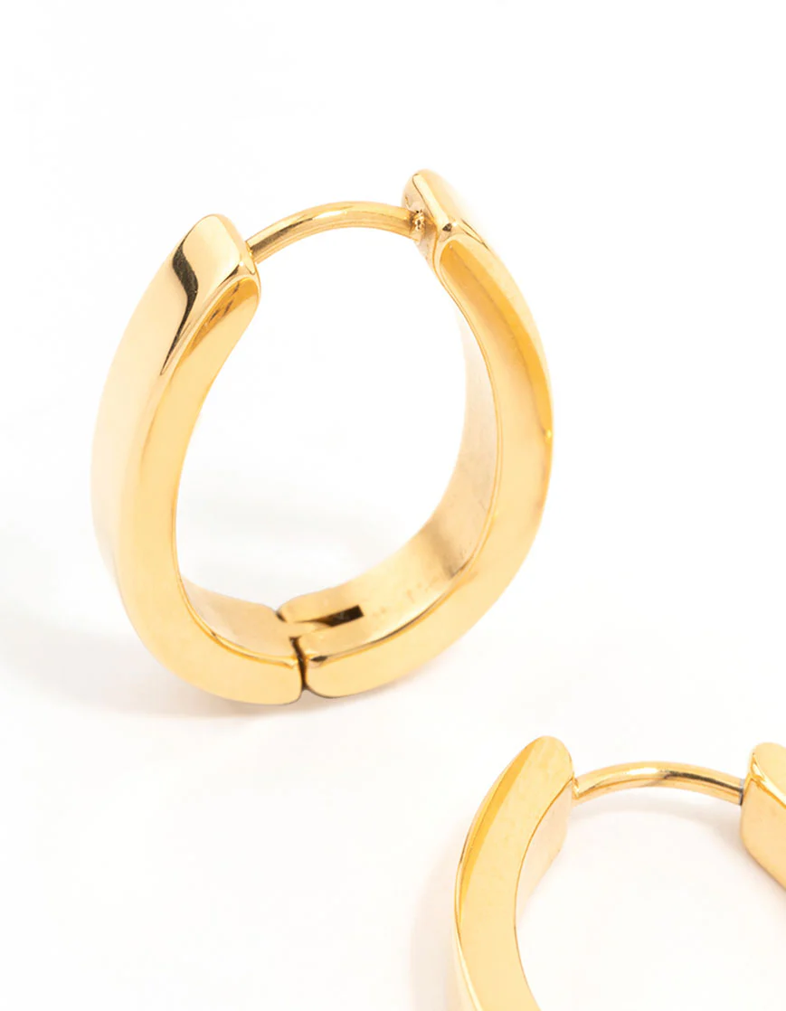 Gold Plated Surgical Steel Oval Hoop Earrings - Image 2