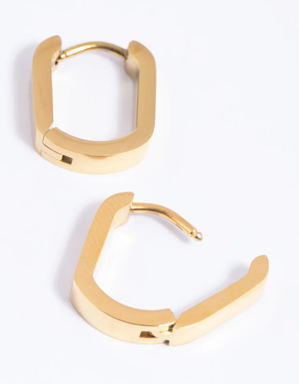 Gold Plated Surgical Steel Oval Huggie Earrings - Image 3