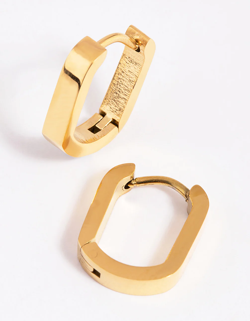 Gold Plated Surgical Steel Oval Huggie Earrings - Image 4