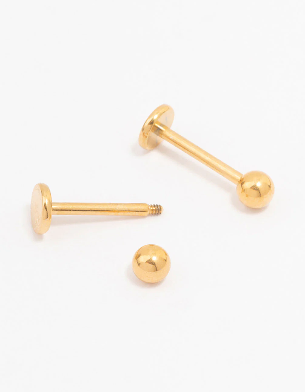 Gold Plated Surgical Steel Plain Ball Flat Backs - Image 2
