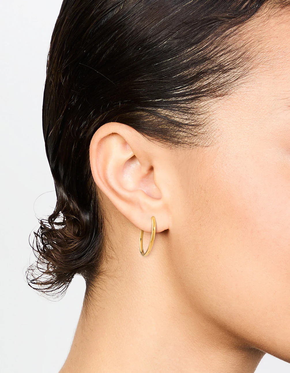 Gold Plated Surgical Steel Polished Hoop Earrings - Image 2
