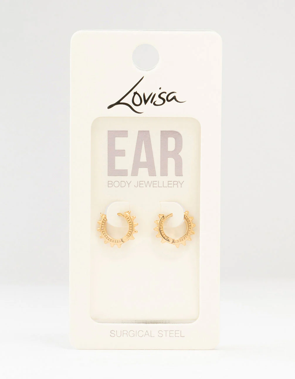 Gold Plated Surgical Steel Spikey Hoop Earrings - Image 3