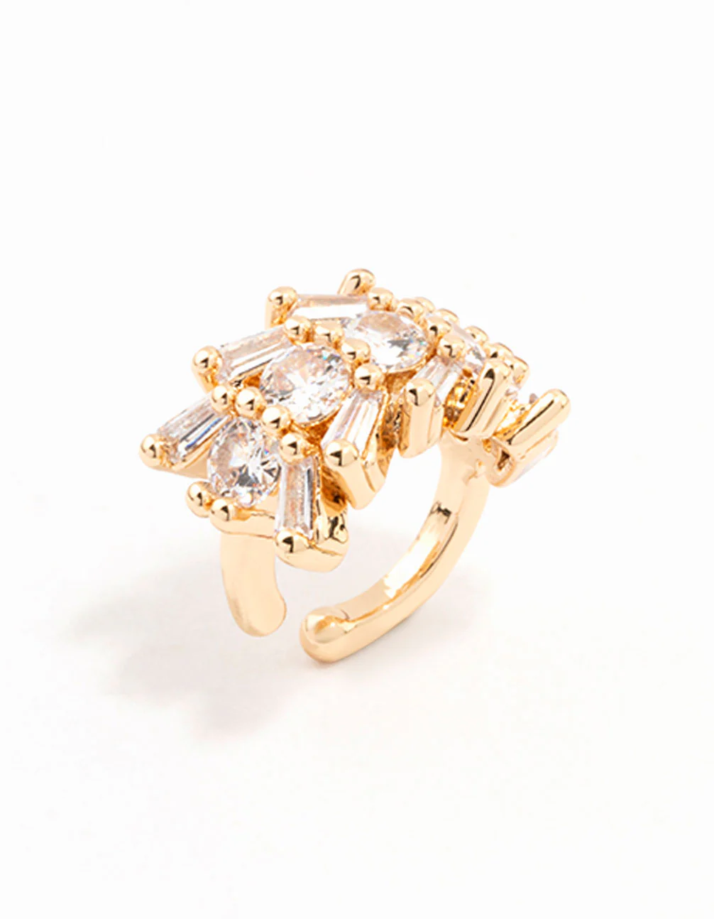 Gold Spiky Marquise Cunic Zirconia Ear Cuff - Image 3