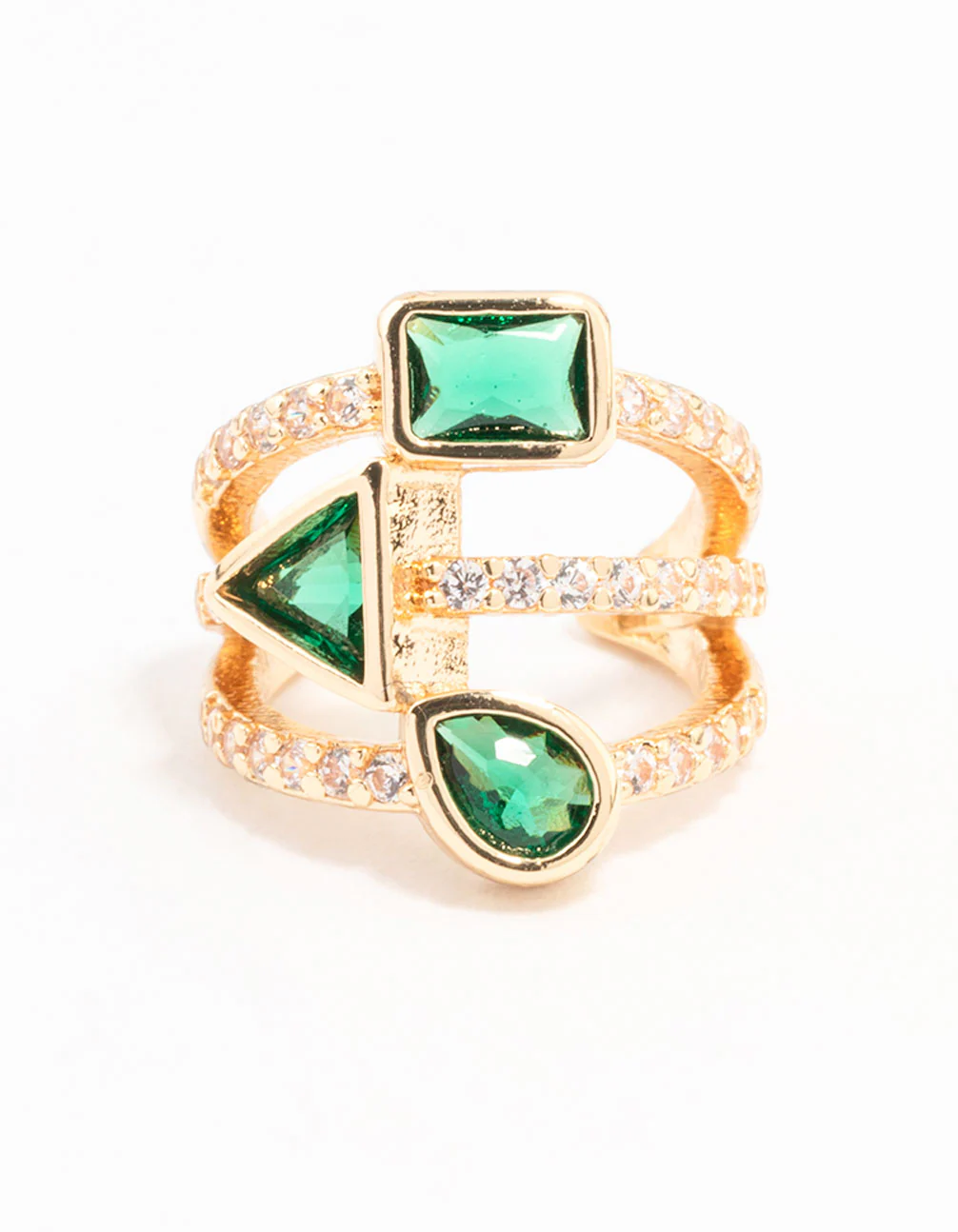 Gold Triangle Shaped Cubic Zirconia Ear Cuff - Image 2
