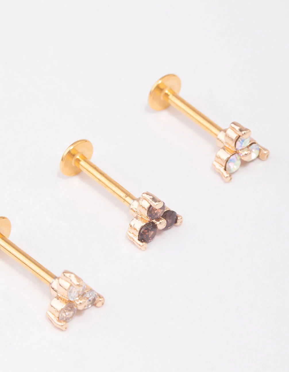 Gold Plated Surgical Steel Triangular Flat Back 3-Pack - Image 4