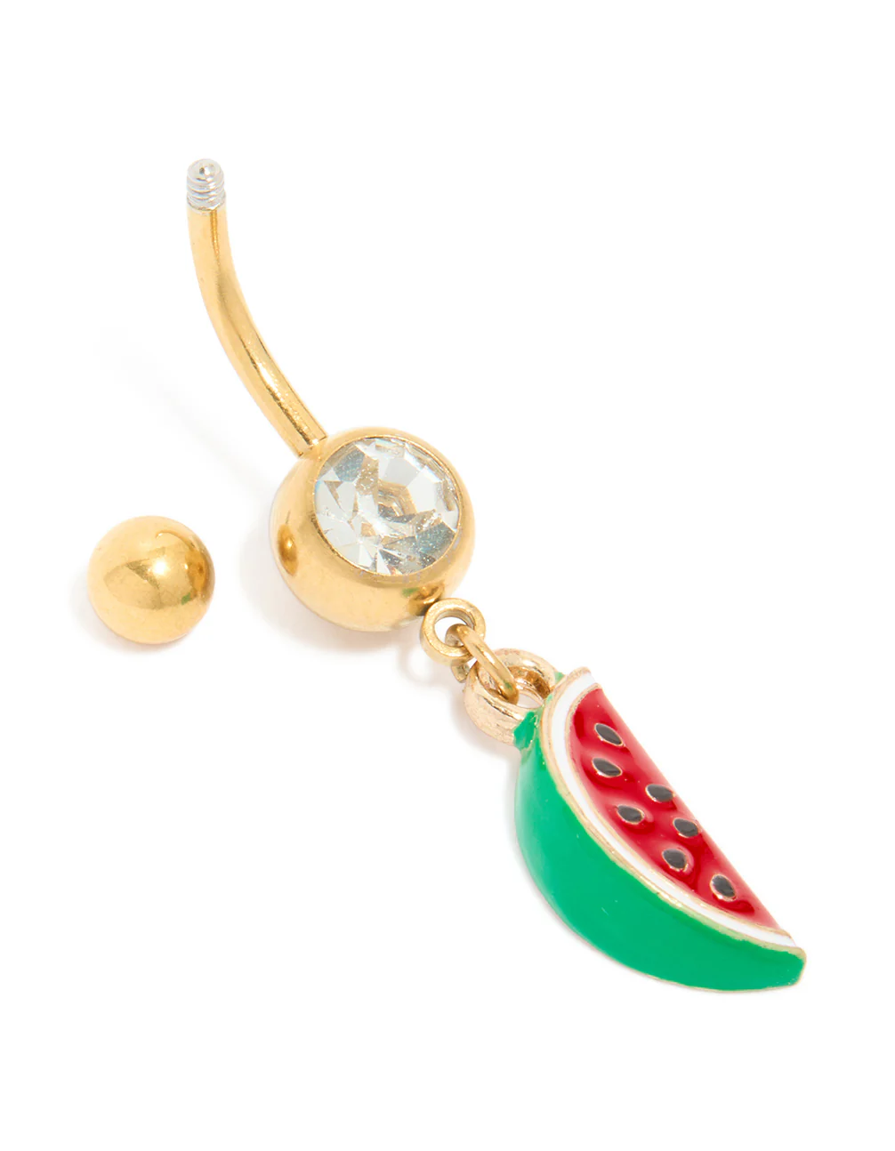 Gold Plated Surgical Steel Watermelon Drop Belly Bar - Image 3