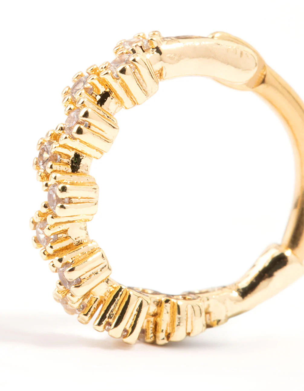 Gold Plated Surgical Steel Zig Zag Cubic Zirconia Clicker Ring - Image 2