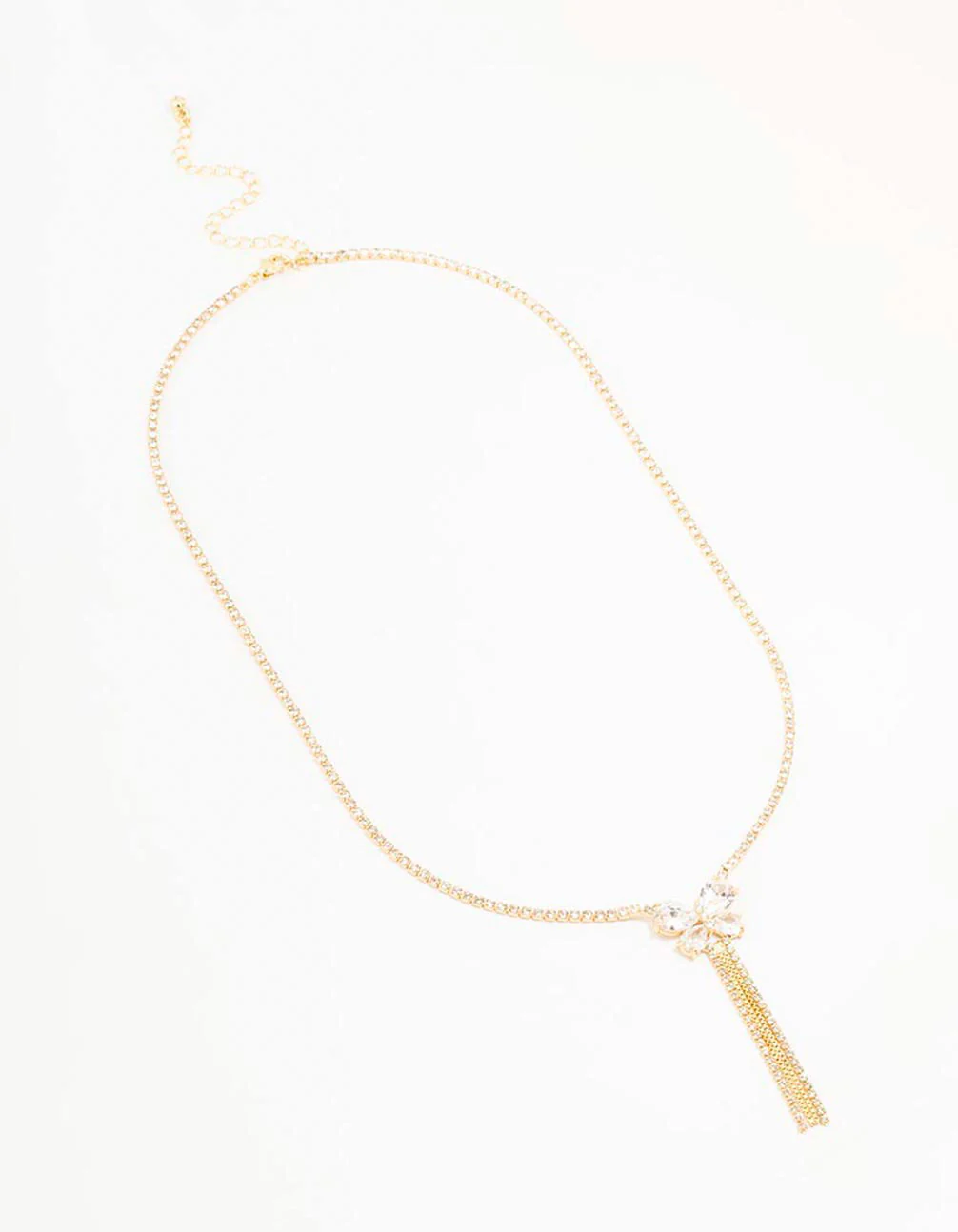 Gold Plated Tennis Butterfly Lariat Necklace - Image 2