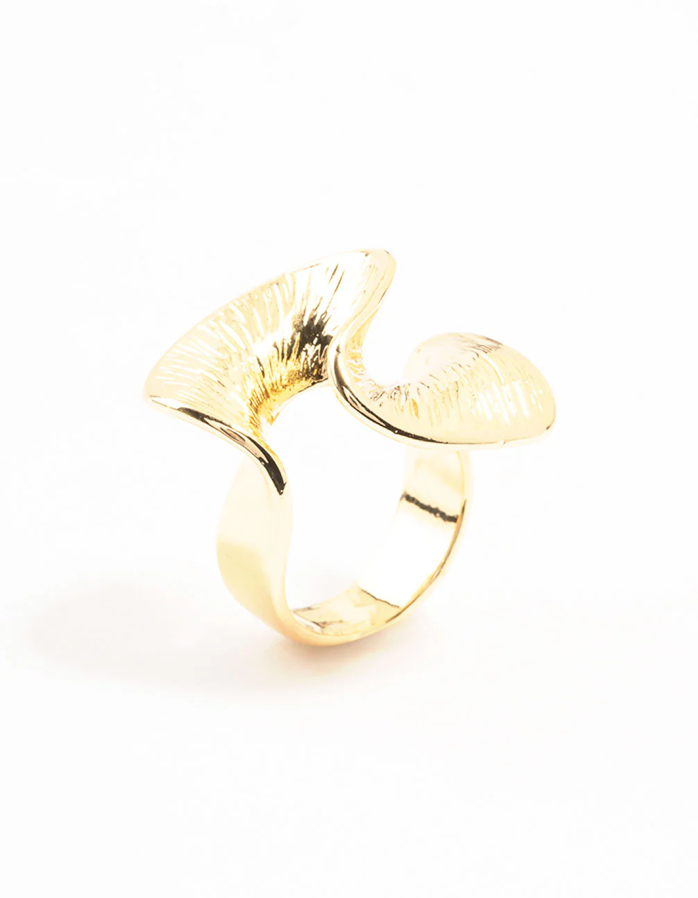 Gold Plated Textured Metal Twisted Ring - Image 2