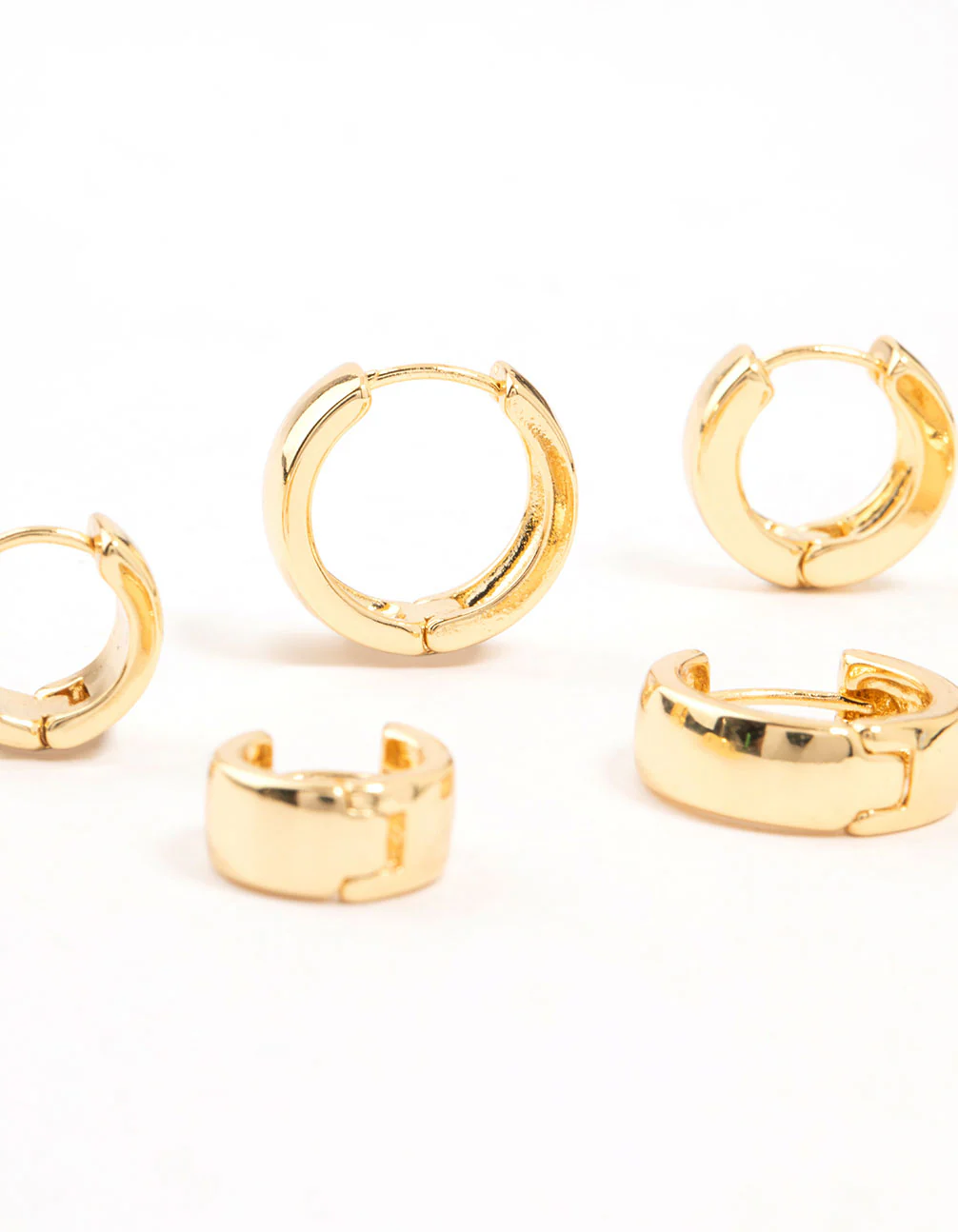 Gold Plated Thick Bold Hoop Earrings 3-Pack - Image 2