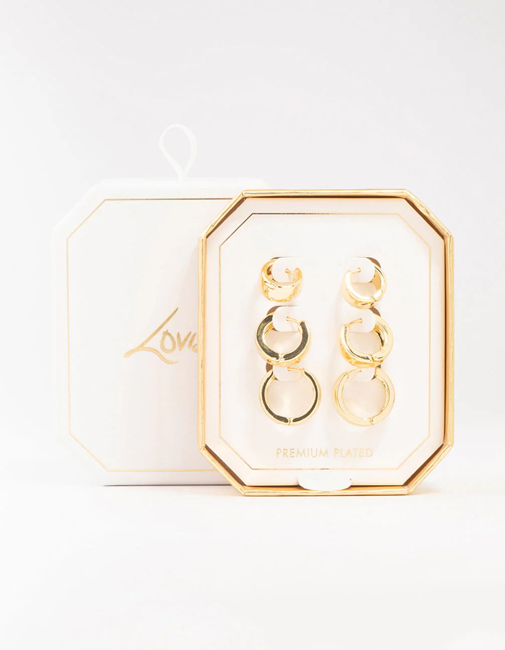 Gold Plated Thick Bold Hoop Earrings 3-Pack - Image 3