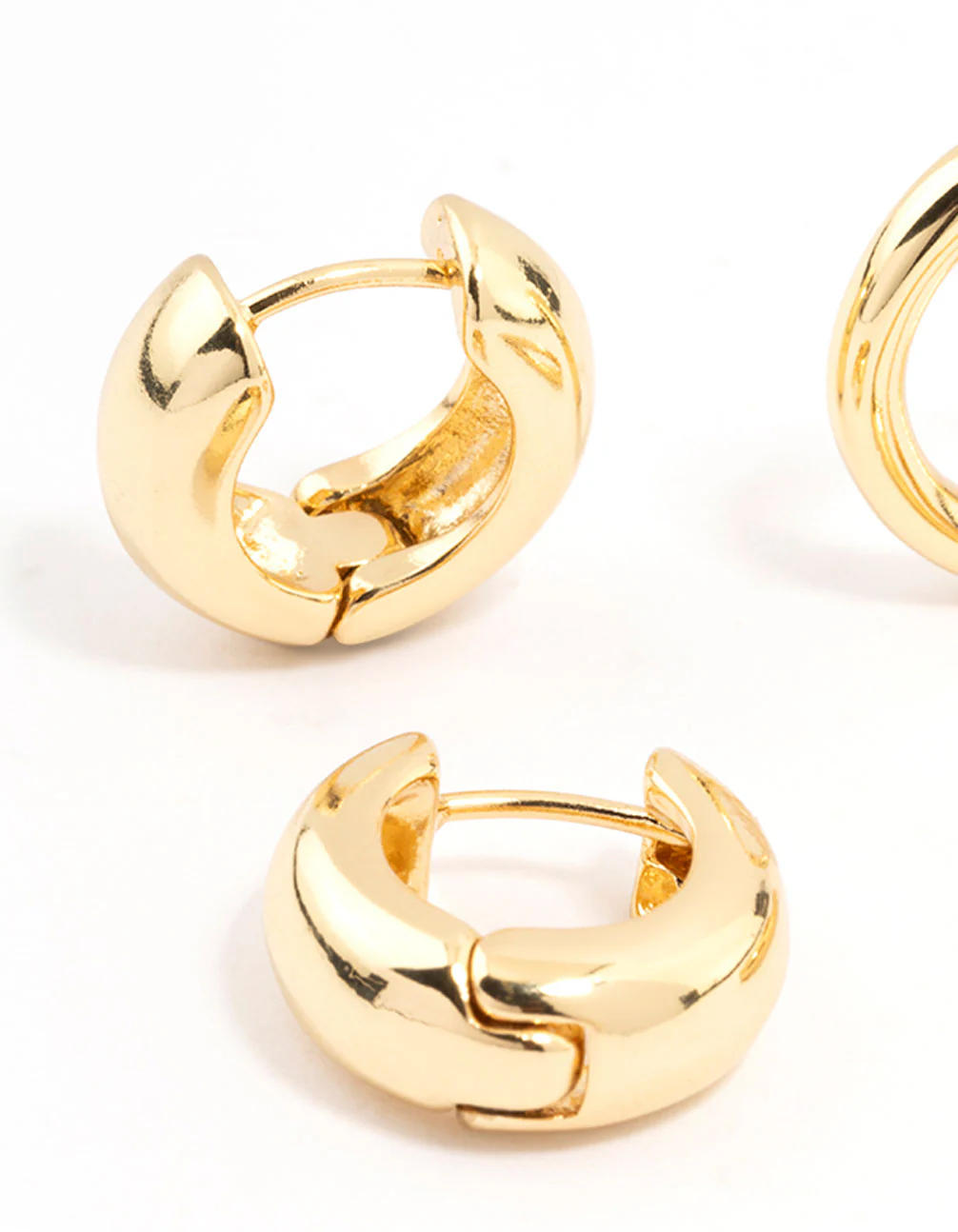 Gold Plated Thick & Thin Huggie Earrings 2-Pack - Image 2