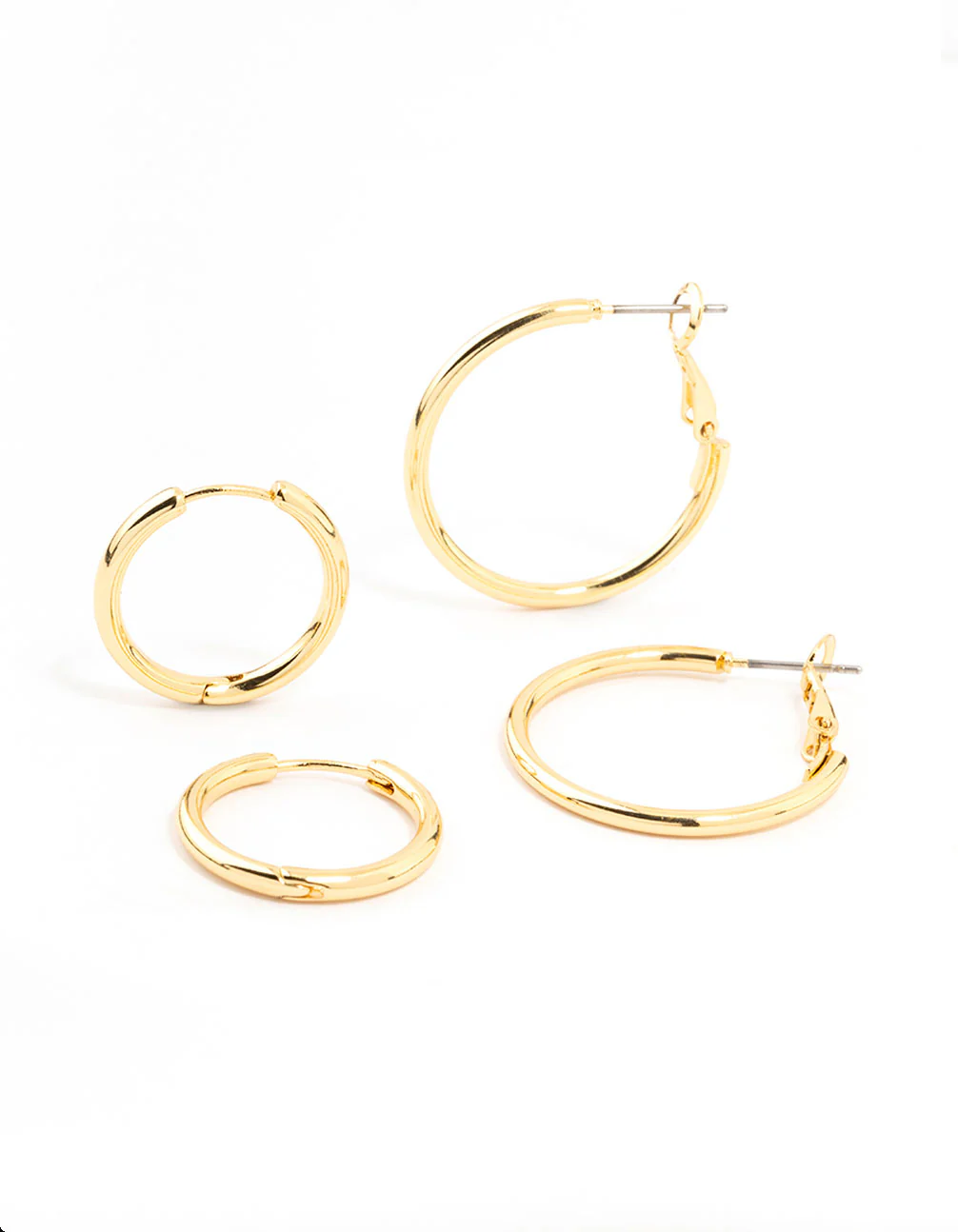 Gold Plated Thin Small & Medium Hoop Earrings 2-Pack