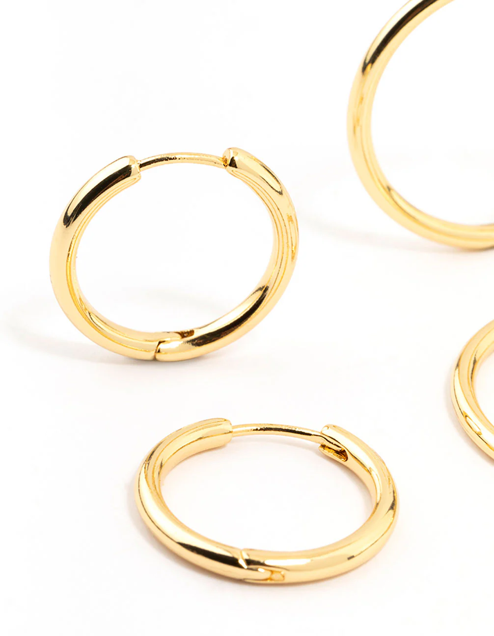 Gold Plated Thin Small & Medium Hoop Earrings 2-Pack - Image 2