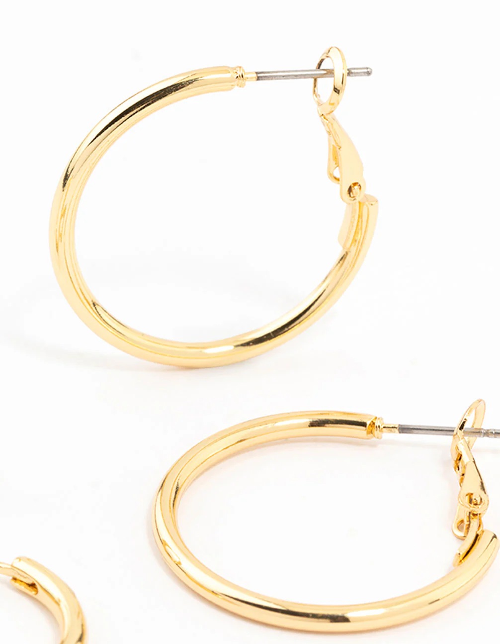 Gold Plated Thin Small & Medium Hoop Earrings 2-Pack - Image 3