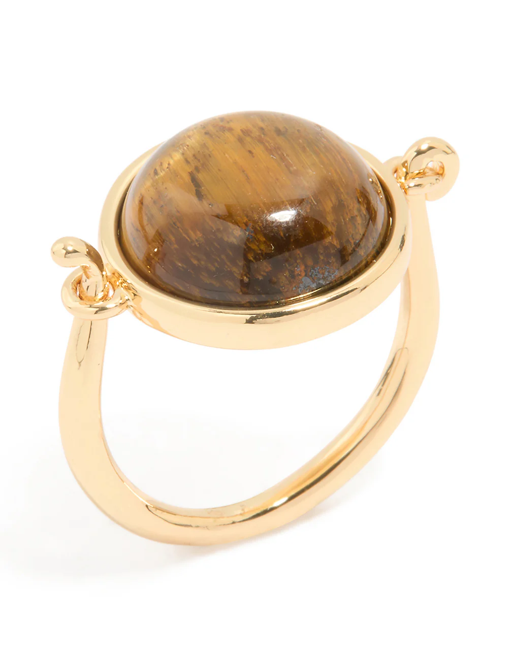 Gold Plated Tiger's Eye Round Ring - Image 2