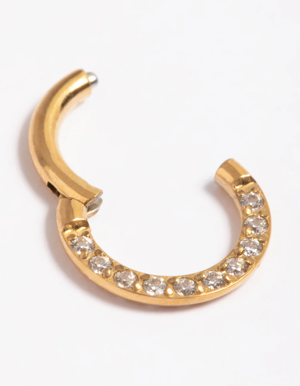 Gold Plated Titanium Cubic Zirconia 6mm Clicker Ring - Image 2