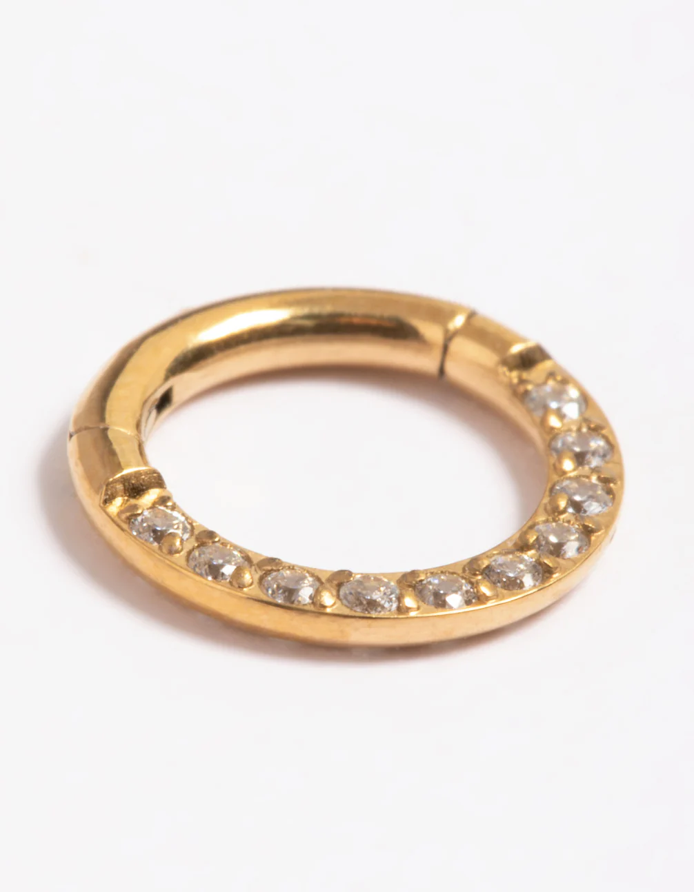 Gold Plated Titanium Cubic Zirconia 6mm Clicker Ring - Image 3