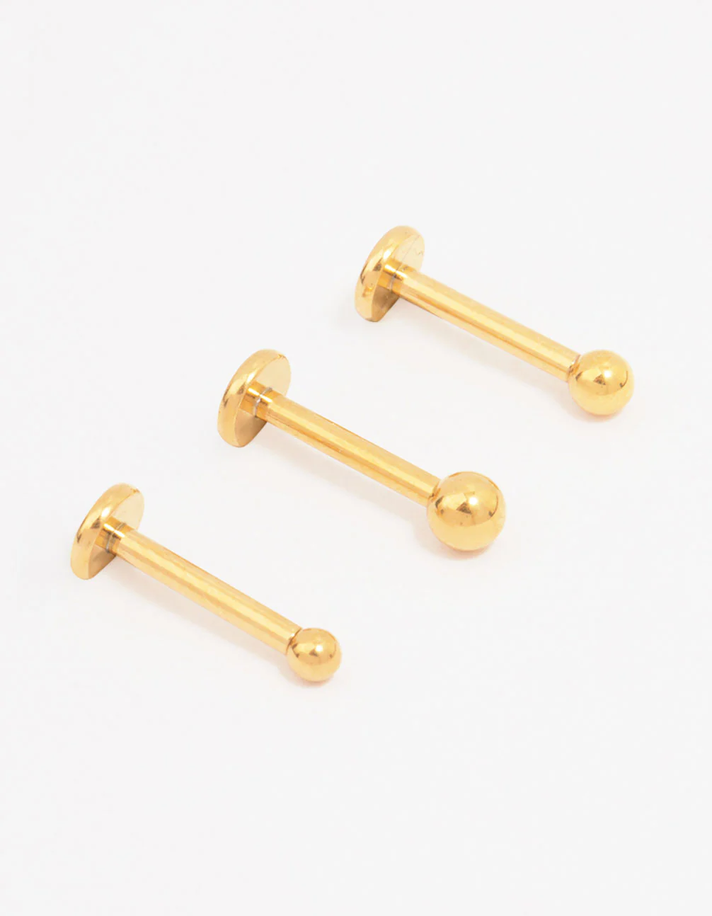 Gold Plated Titanium Graduating Ball Flat Back 3-Pack