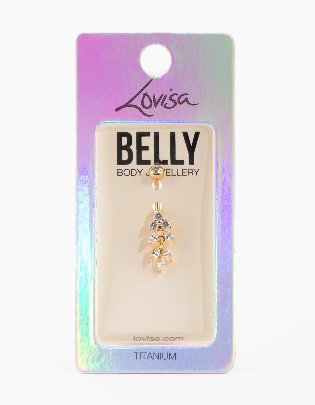 Gold Plated Titanium Marquise Belly Bar - Image 2
