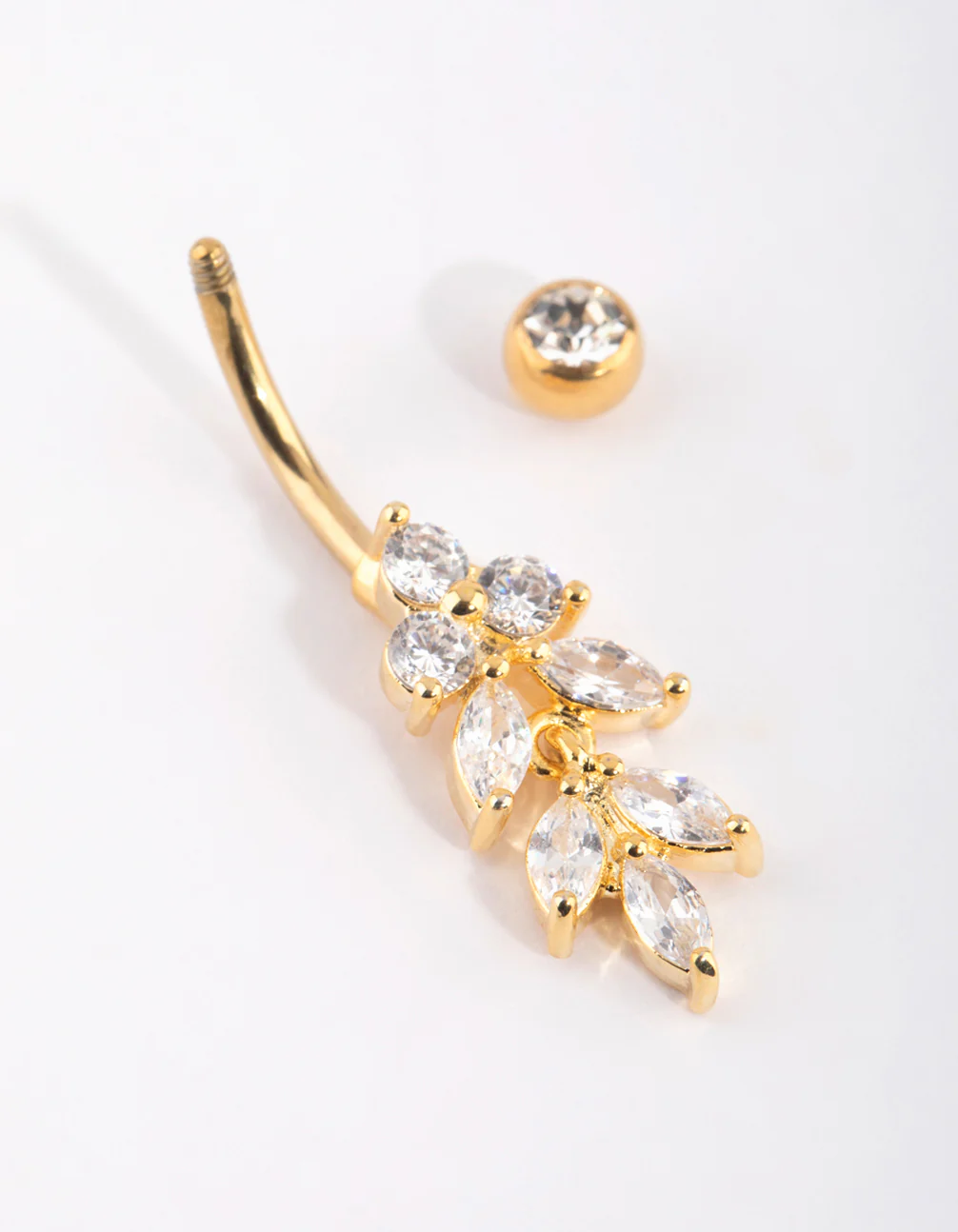 Gold Plated Titanium Marquise Belly Bar - Image 3