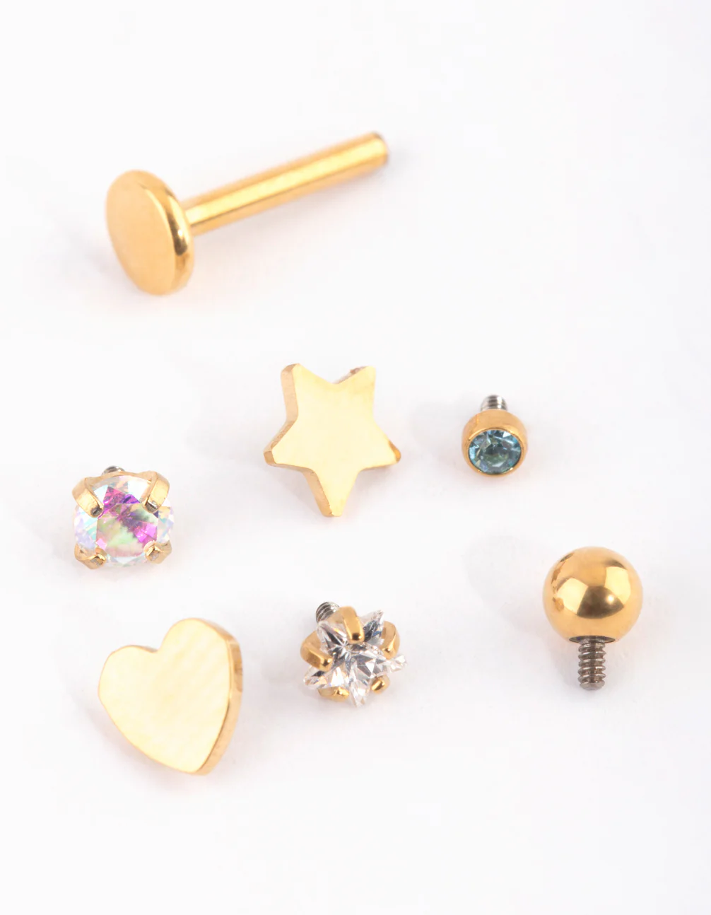 Gold Plated Titanium Mixed Motif Flat Back 6-Pack - Image 2