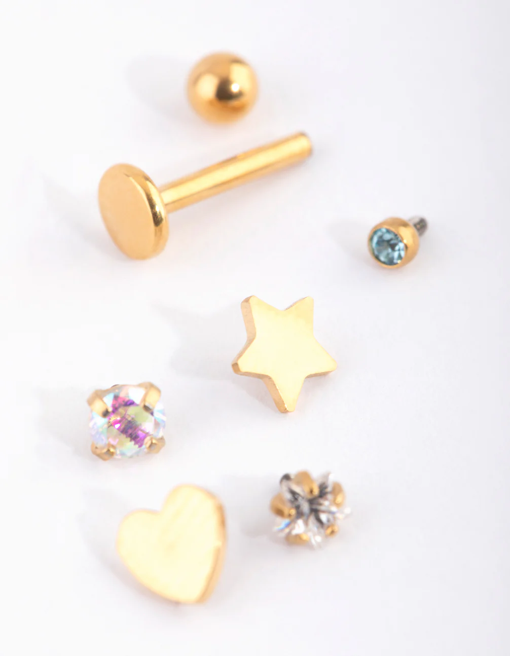Gold Plated Titanium Mixed Motif Flat Back 6-Pack - Image 3