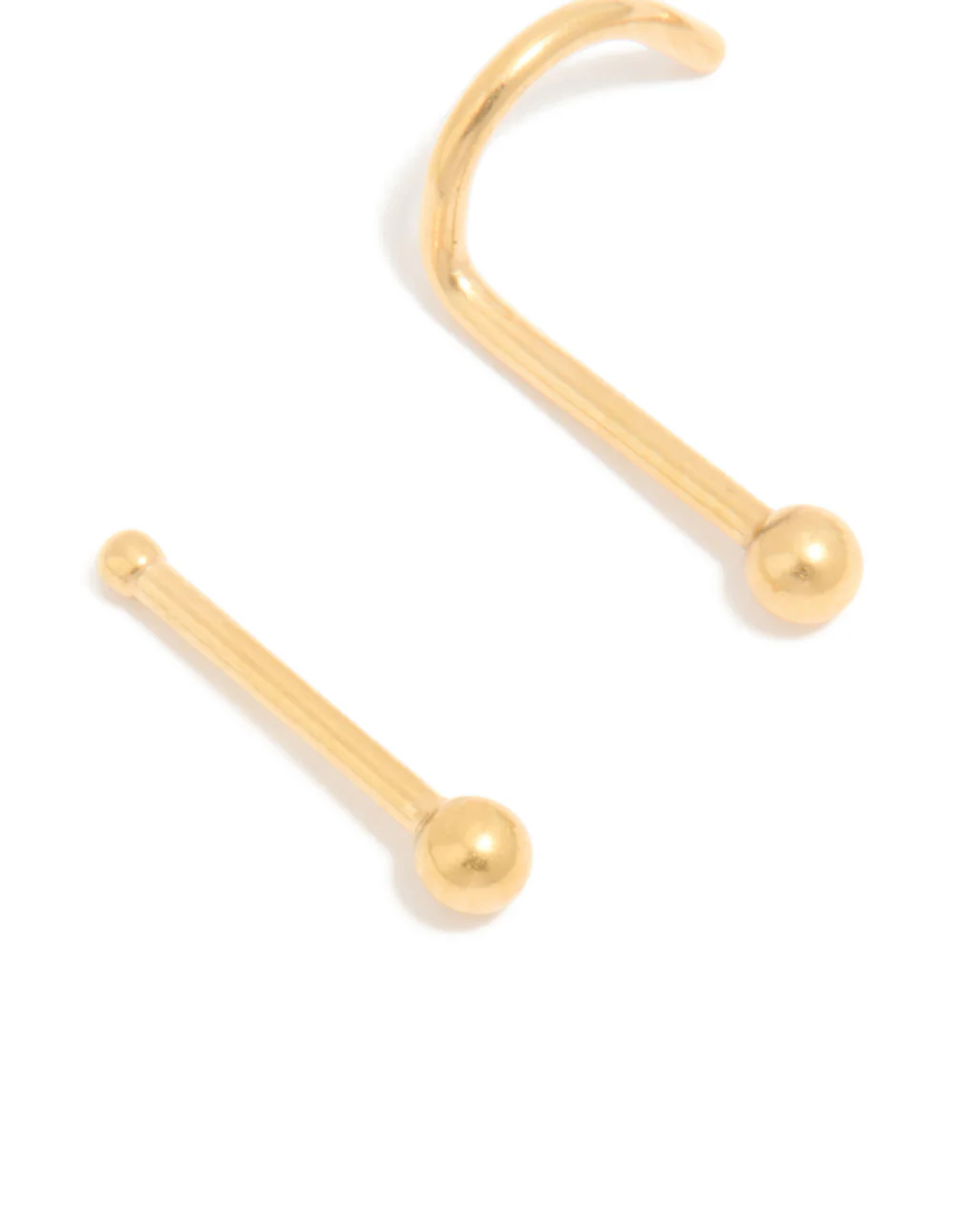 Gold Plated Titanium Nose Studs 3-Pack - Image 2