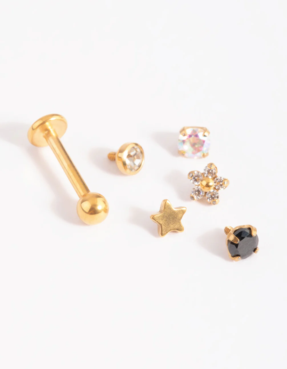 Gold Plated Titanium Pretty Flat Back 6-Pack