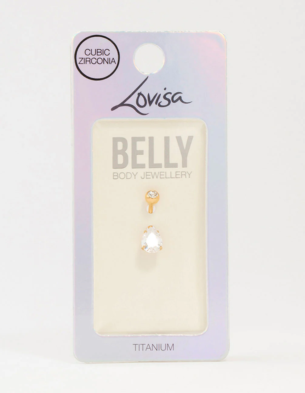 Gold Plated Titanium Round Bezel & Pear Belly Bar - Image 3