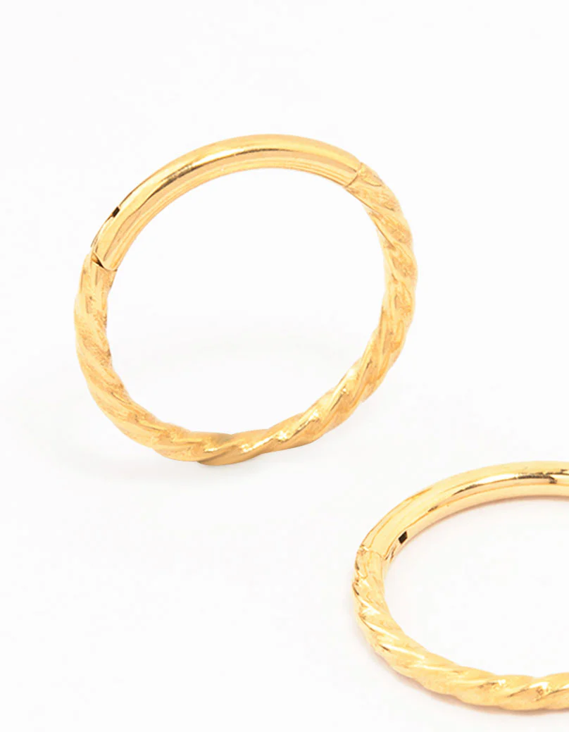 Gold Plated Titanium Sleeper Earrings 10 MM - Image 2