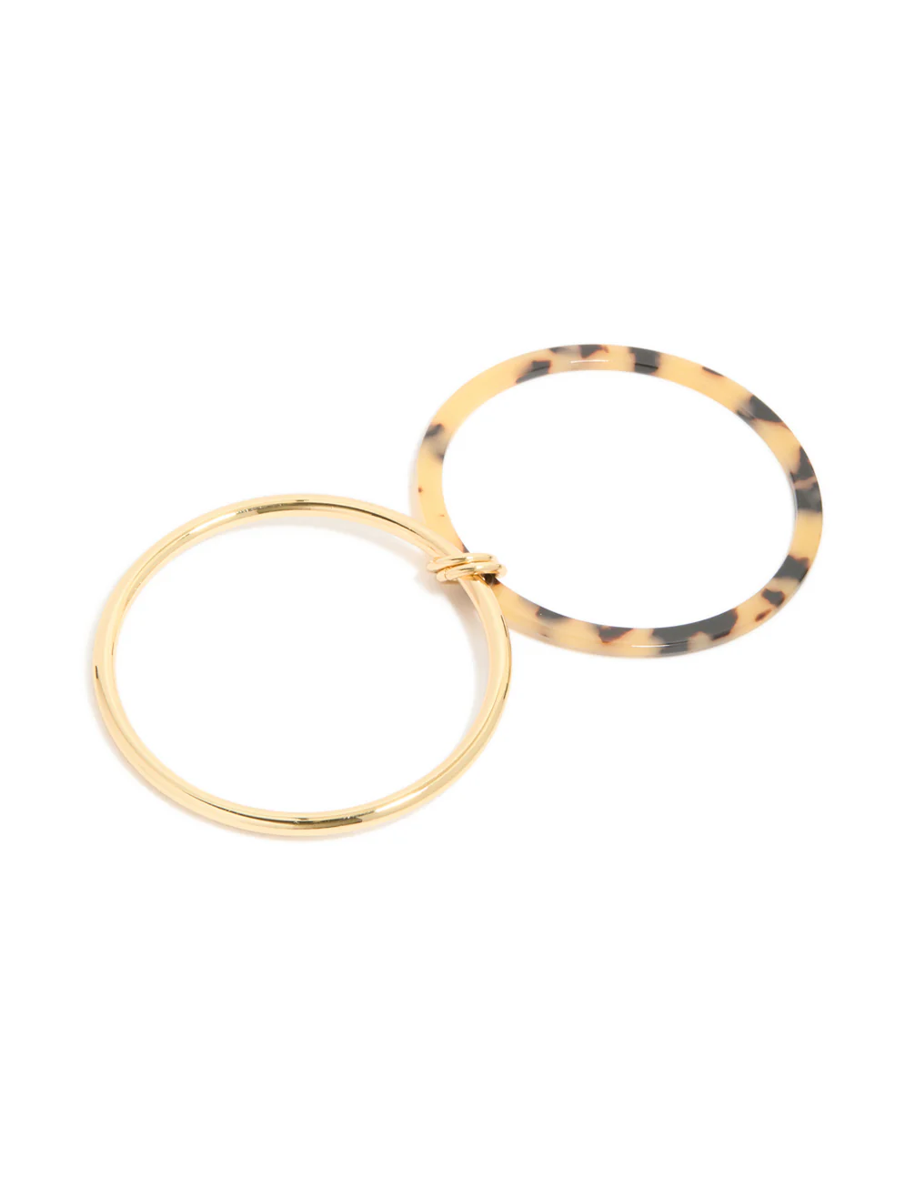 Gold Plated & Tortoiseshell Acrylic Linked Bangles - Image 2