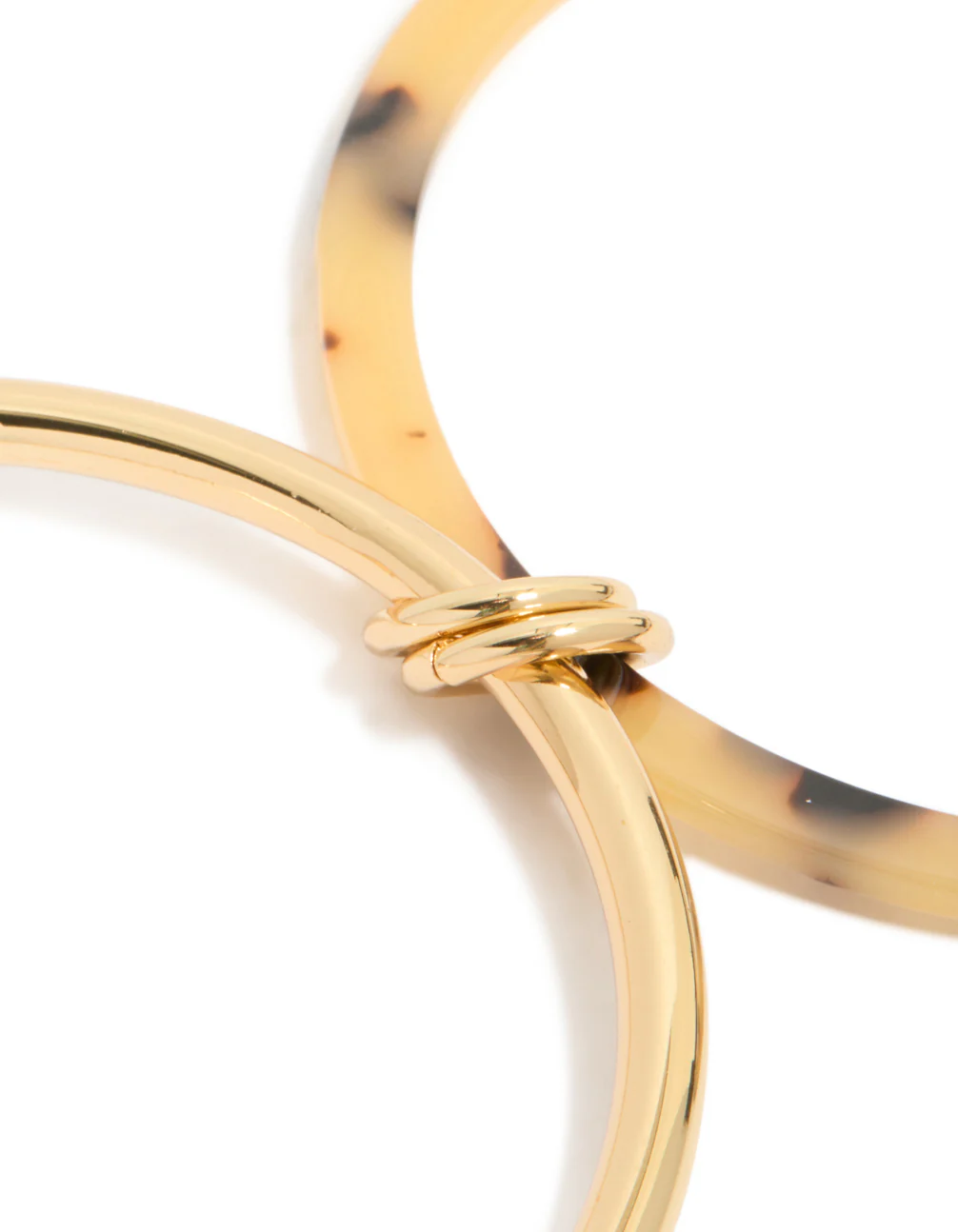 Gold Plated & Tortoiseshell Acrylic Linked Bangles - Image 3