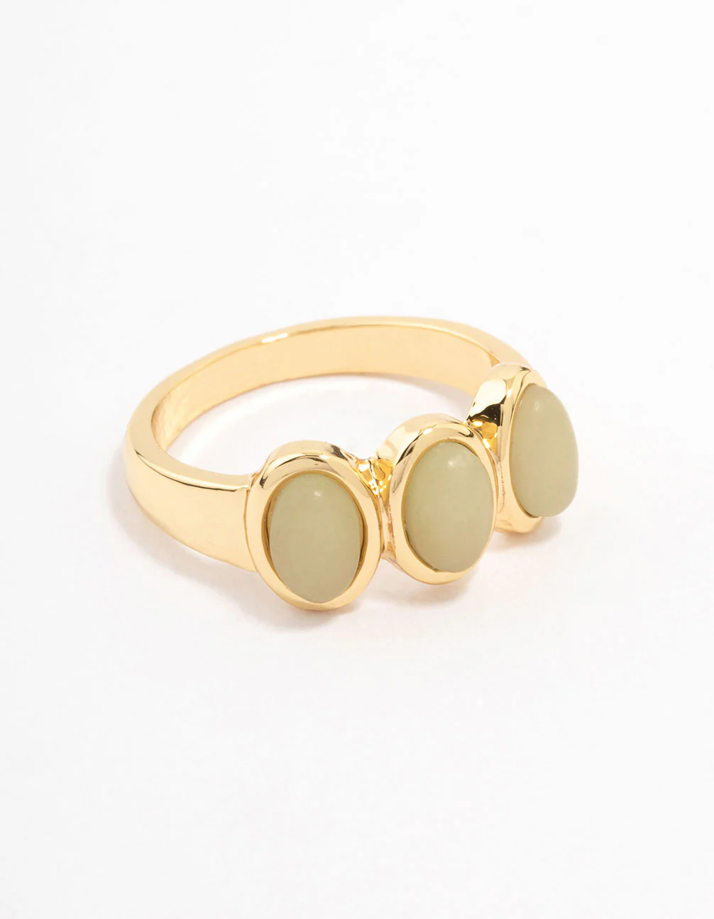 Gold Plated Trio Oval Stone Ring - Image 4