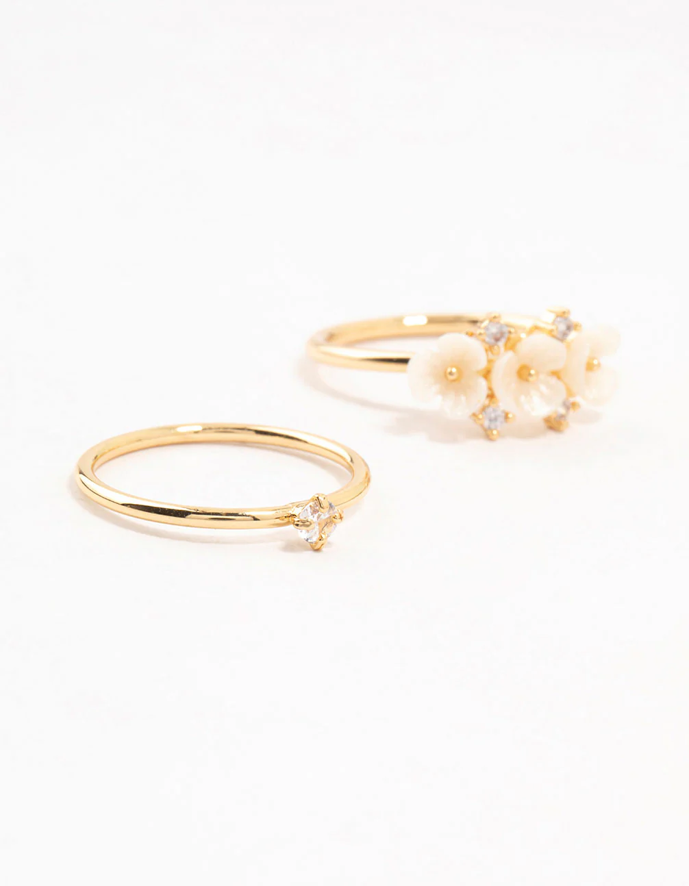 Gold Plated Triple Flower Stacking Rings 3-Pack - Image 2