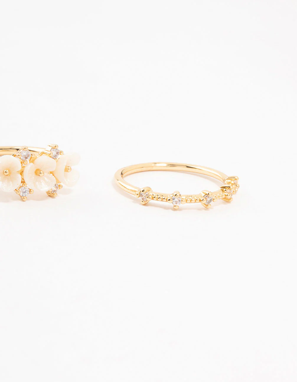 Gold Plated Triple Flower Stacking Rings 3-Pack - Image 3